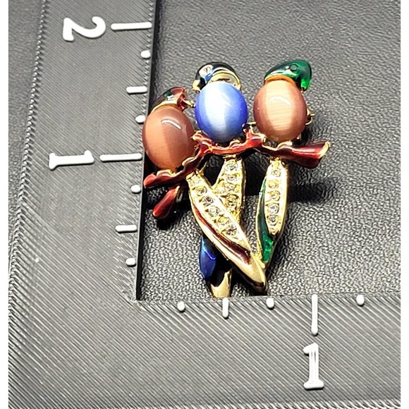 Vintage Brooch Insect Cabochon Enamel Rhinestone Gold Tone Pin - Picture 4 of 4